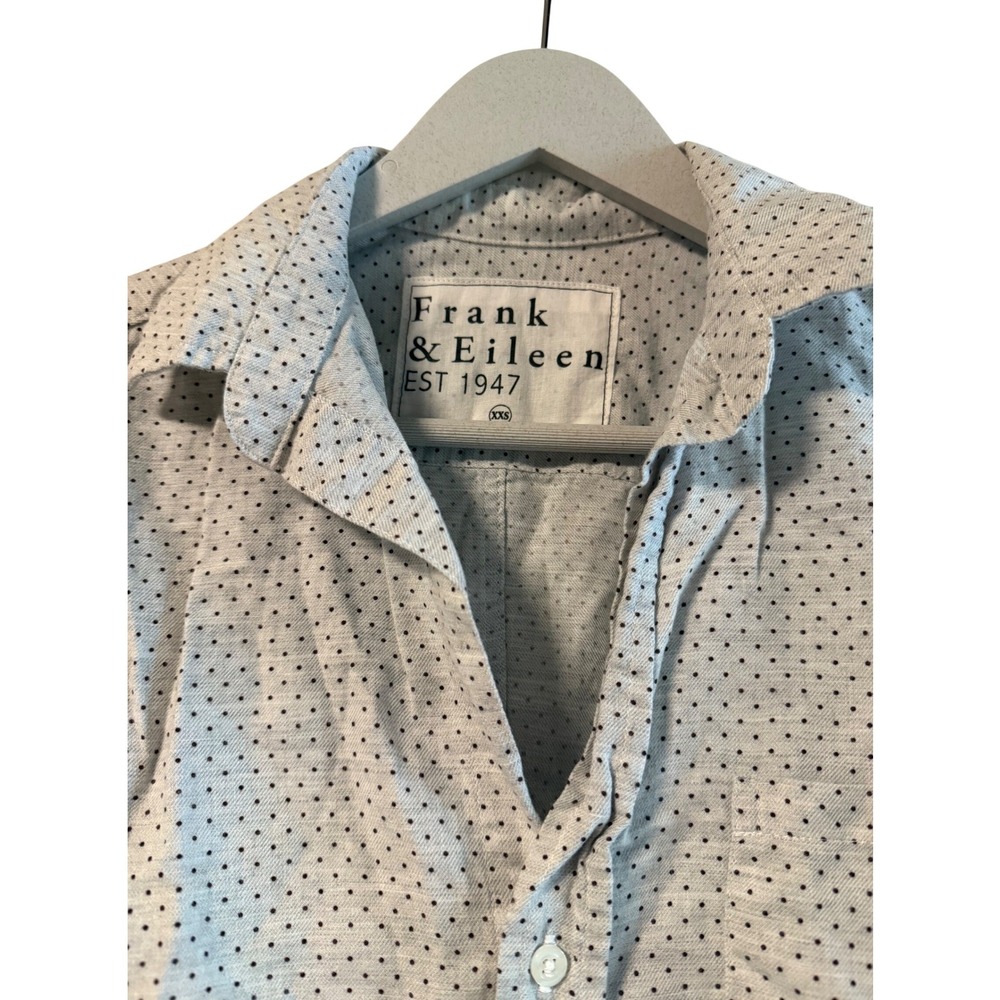 NEW Frank & Eileen Barry Grey Polka Dot Button Up Shirt 100% Cotton XXS - Picture 3 of 7